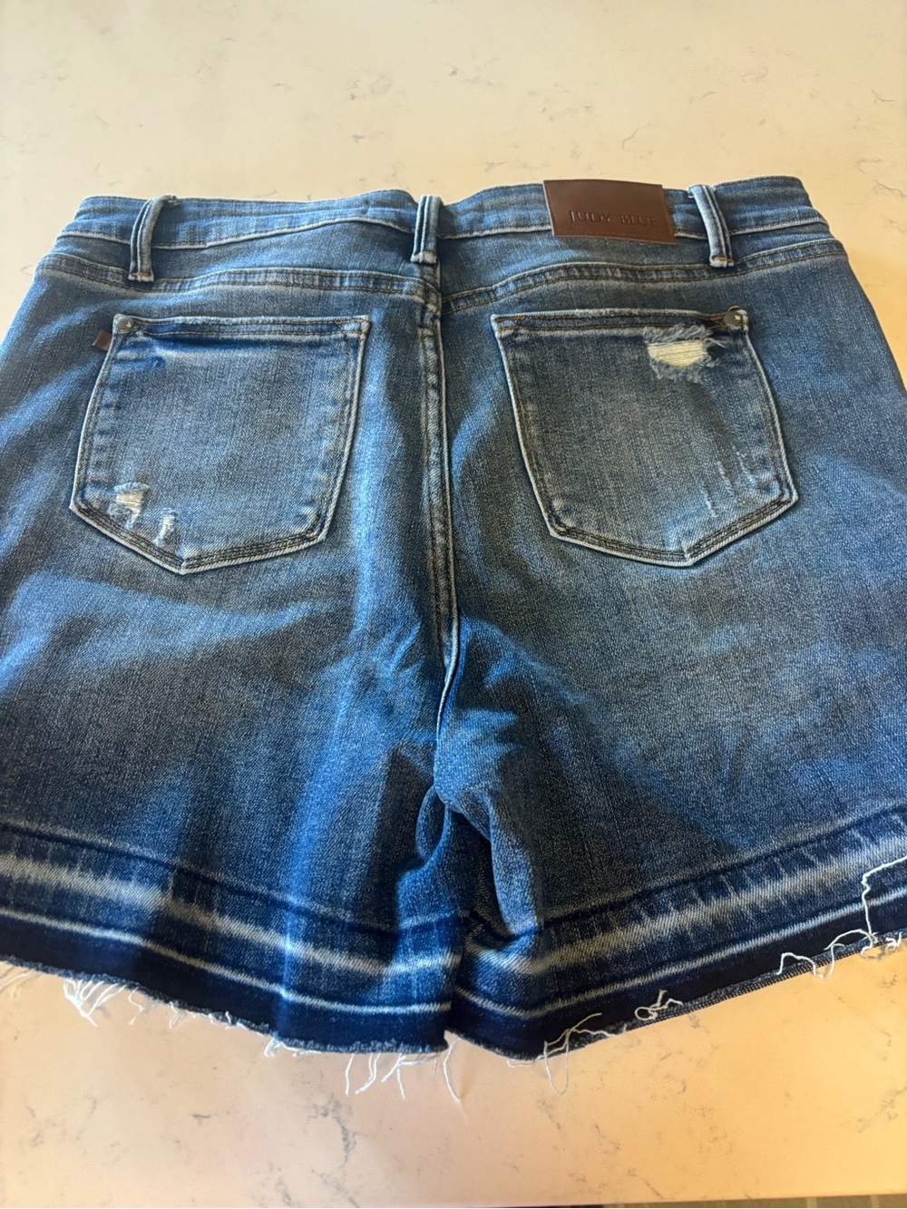 Judy Blue Medium Wash Distressed Denim Shorts